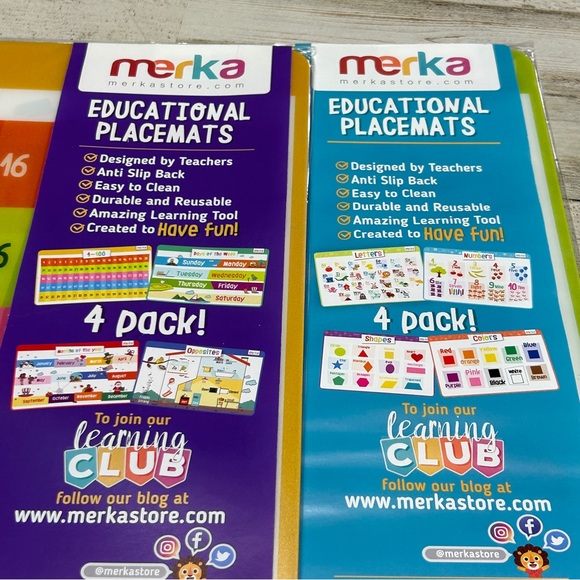 Set of 8 Merka Kids' Educational Placemats Reusable Non-Slip Silicone Teaching - Picture 6 of 10